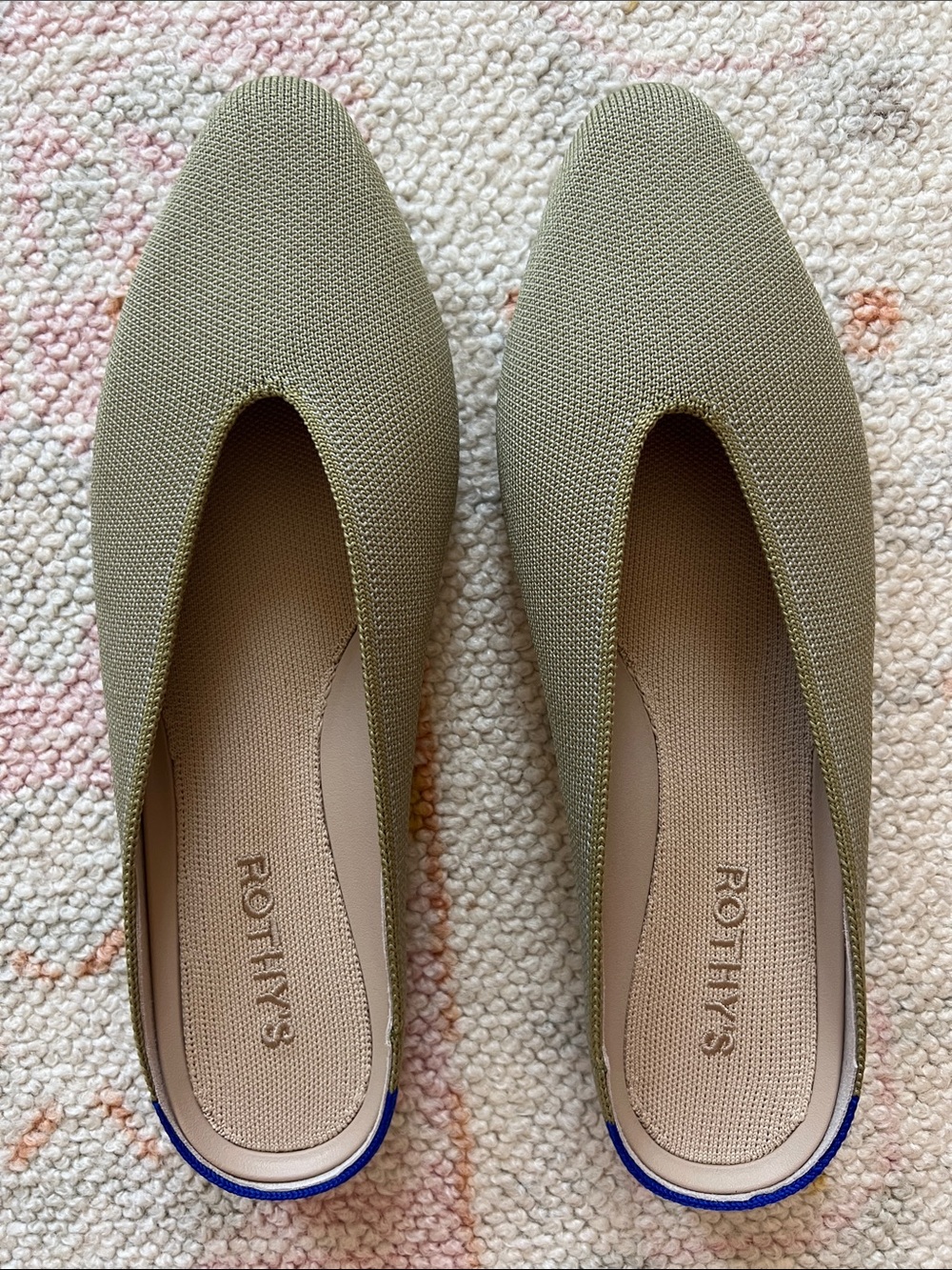 Rothy's Sage Green Almond-toe Slip-On Mules